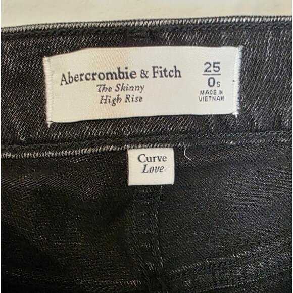 Abercrombie & Fitch Curve Love Skinny High Rise Jeans 25/0 Short Black Denim NWT - Picture 3 of 7